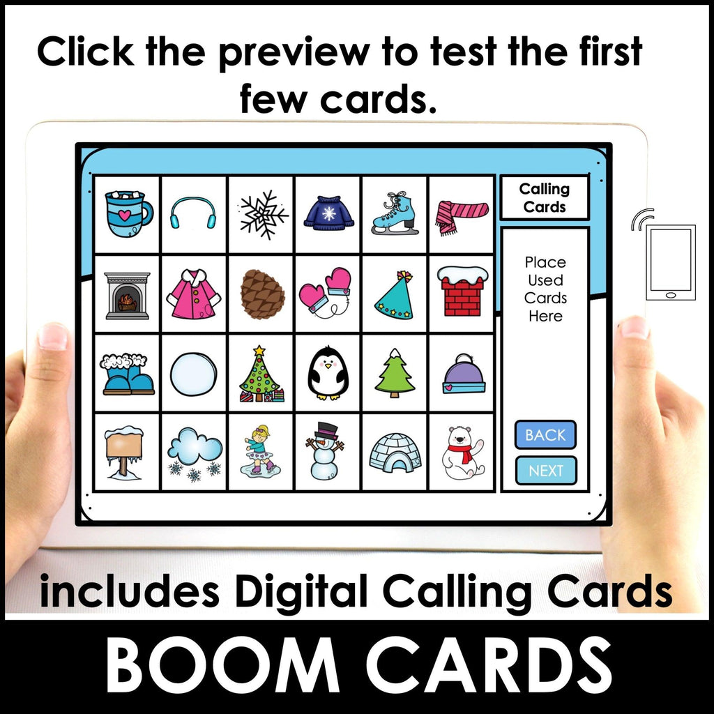 WINTER VOCABULARY Digital BINGO Game - Boom Cards™ - Hot Chocolate Teachables